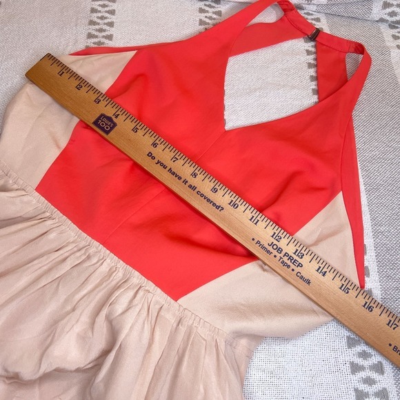 Tibi Maxi Dress Silk Coquette Barbiecore Colorblock Halter Coral Open Back Sexy - Picture 11 of 14